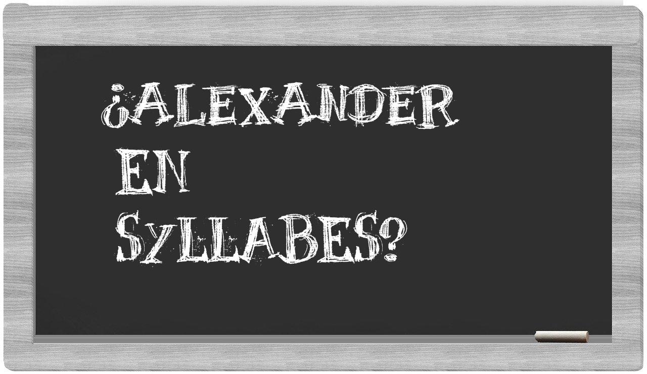 ¿Alexander en sílabas?