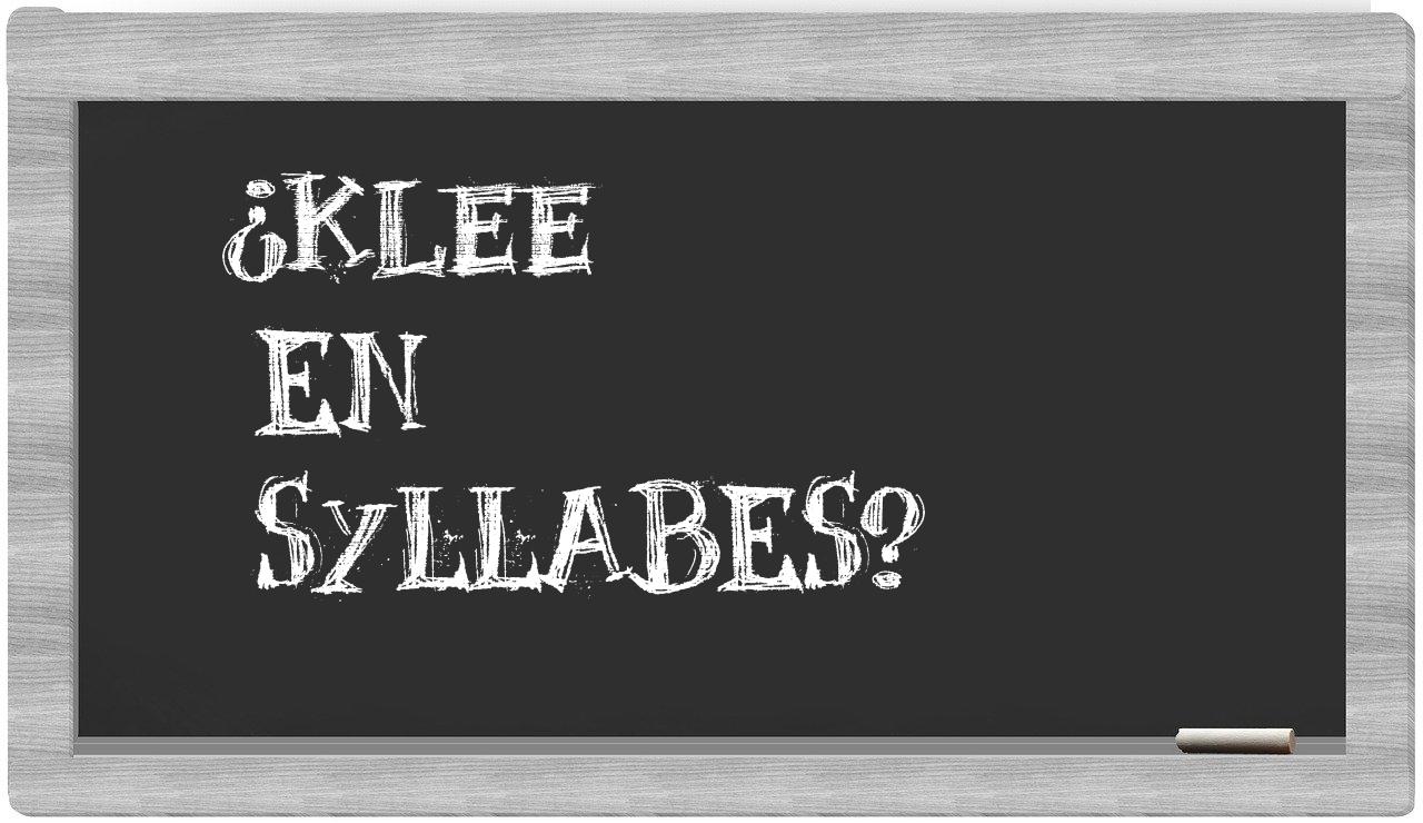 ¿Klee en sílabas?