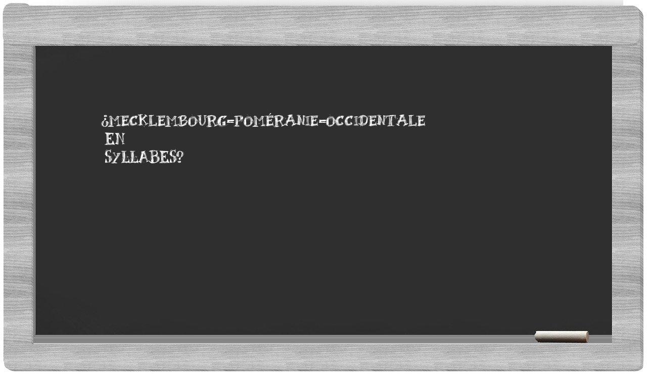 Mecklembourg-Poméranie-Occidentale in syllables