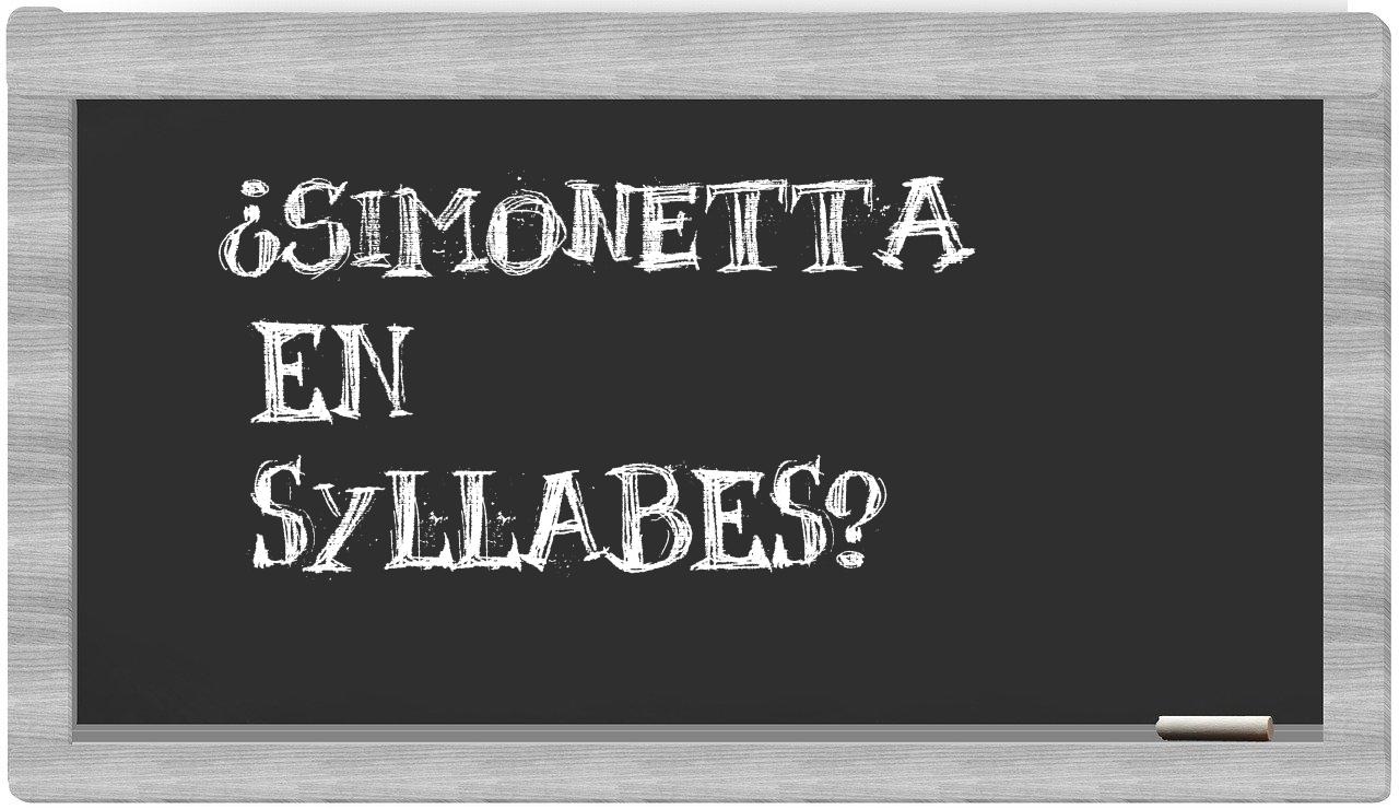 ¿Simonetta en sílabas?