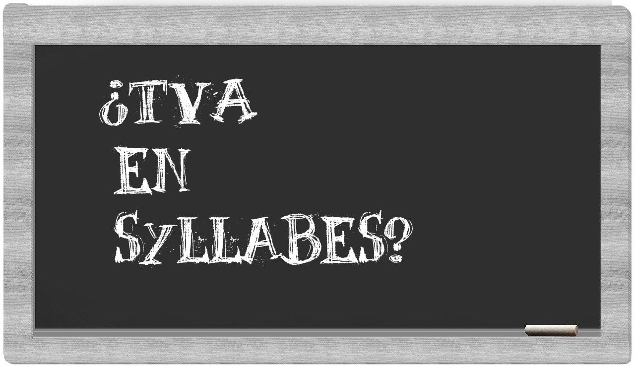 ¿TVA en sílabas?