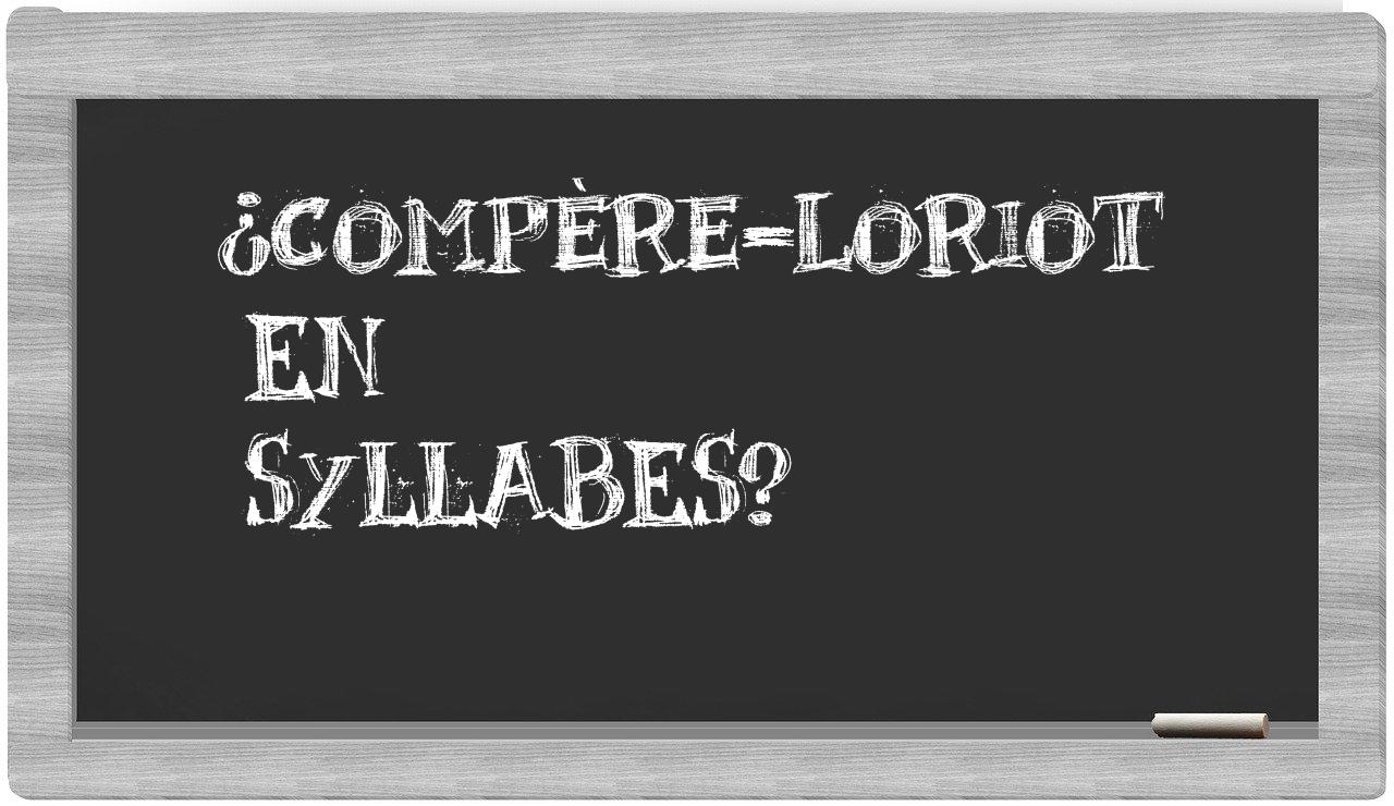 ¿compère-loriot en sílabas?