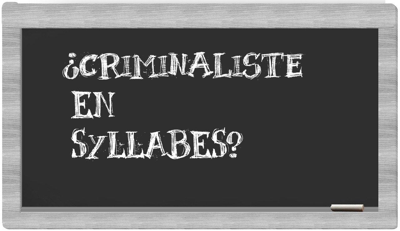 ¿criminaliste en sílabas?