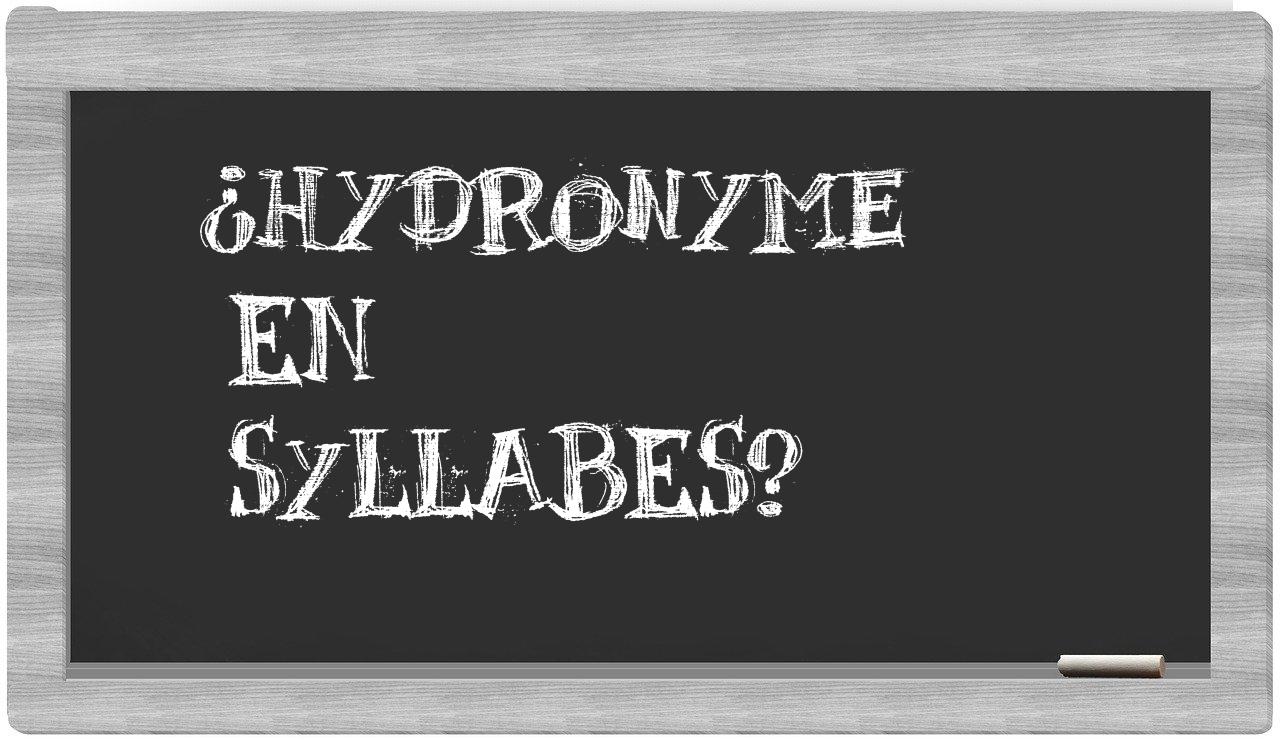 ¿hydronyme en sílabas?