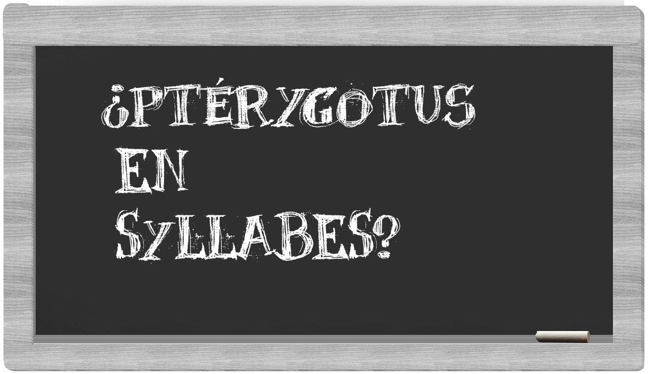 ¿ptérygotus en sílabas?